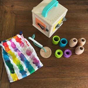 Lovevery Wooden Lock Box with Adventure Pieces